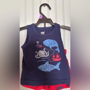 Child of Mine Blue Sea Creature Tank Top & shorts